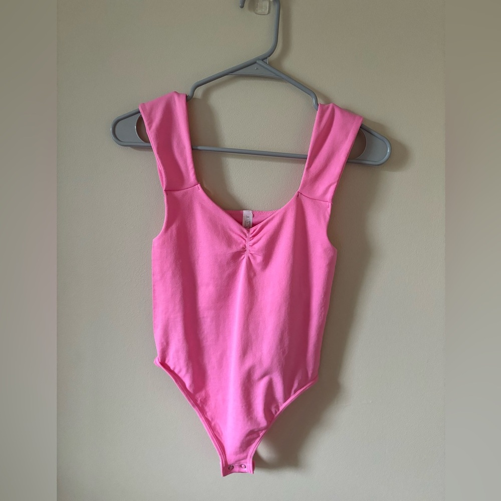 Pink seamless lingerie tank bodysuit
